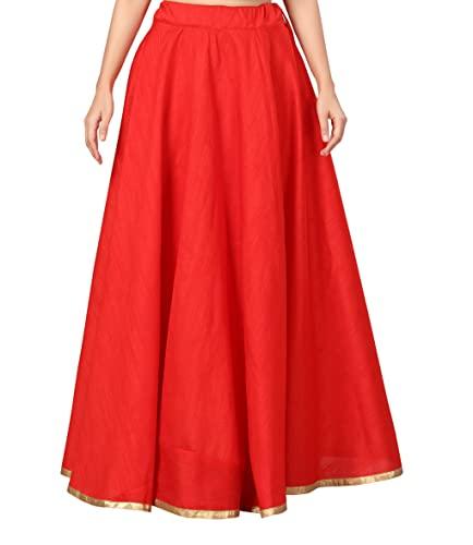 studio shringaar women's polyester full flare double ghera skirt readymade lehenga set(red, small)