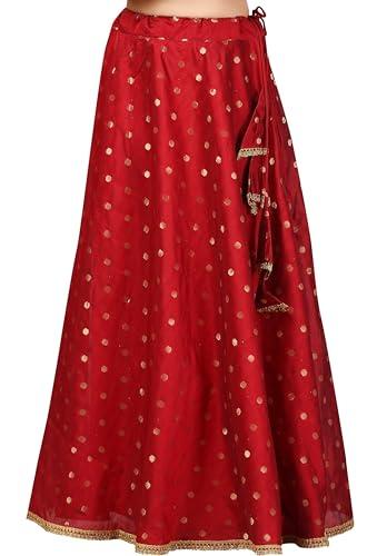 studio shringaar women's polyester readymade chanderi silk long skirt lahenga (maroon, free size)