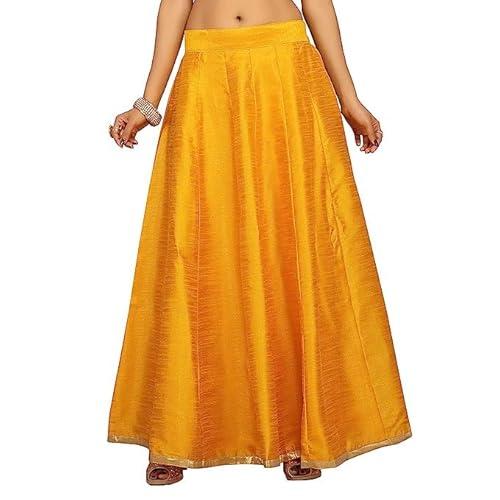 studio shringaar women's readymade polyester maxi skirt lehenga (free size, yellow)