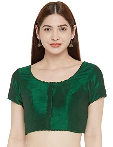 studio shringaar women's readymade polyester padded saree blouse with short sleeves.(green, 40)