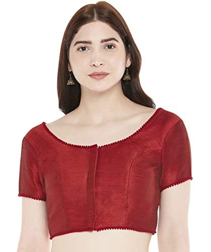 studio shringaar women's readymade polyester padded saree blouse with short sleeves.(maroon, 42)