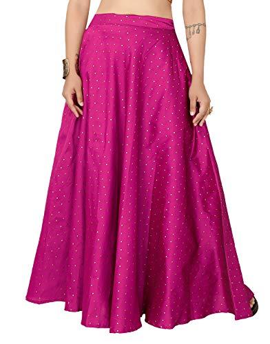 studio shringaar women's readymade polyester taffeta maxi skirt lahenga ghaghra (free size, pink)