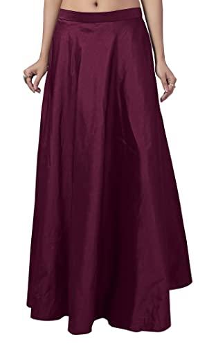 studio shringaar women's readymade tafetta maxi skirt lehenga (free size, wine)