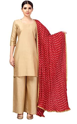 studio shringaar women's vegan silk bandhni dupatta (42" x 2.5 meters, maroon)