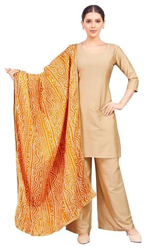 studio shringaar women's vegan silk crushed bandhni dupatta (42" x 2.5 meters, yellow)