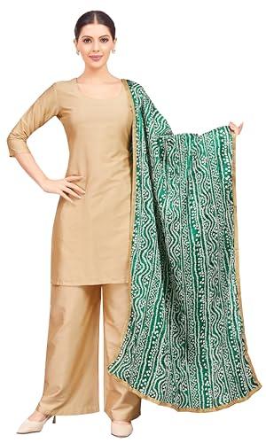 studio shringaar women's vegan silk crushed bandhni dupatta (42" x 2.5 meters,green)