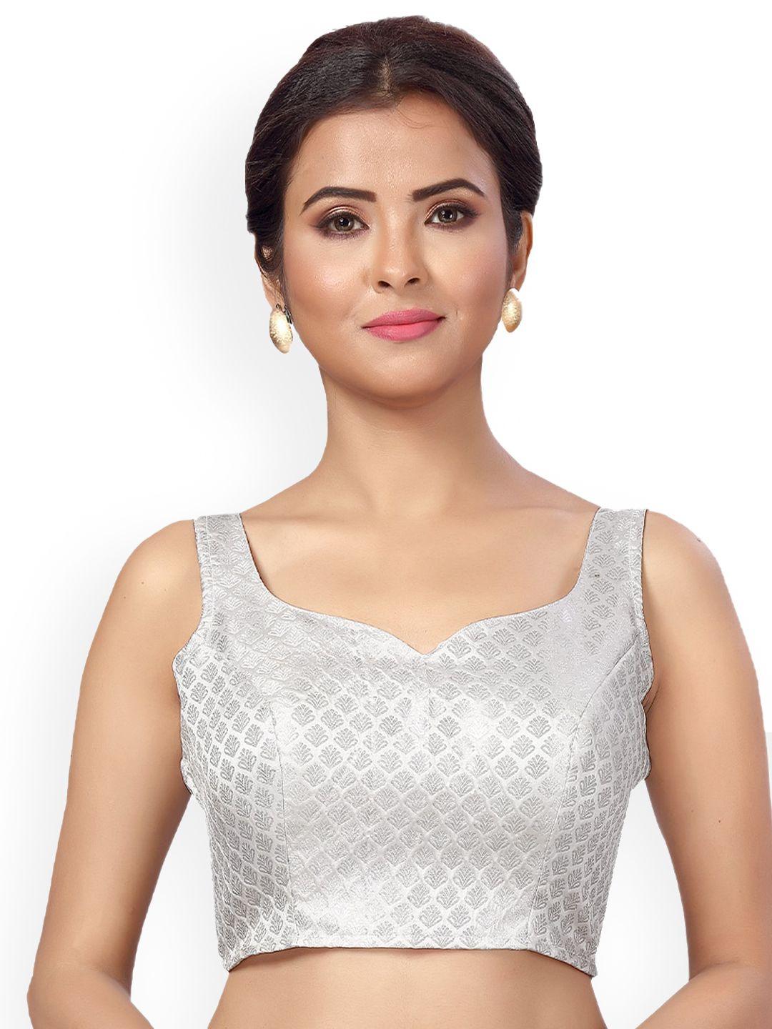 studio shringaar woven design sleeveless brocade saree blouse