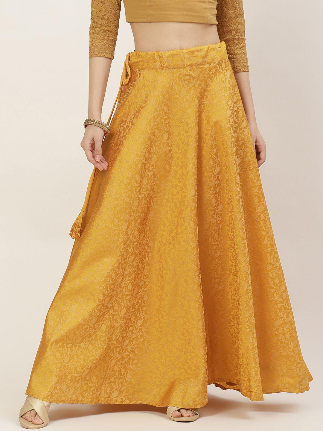 studio shringaar yellow woven design banarasi brocade skirt