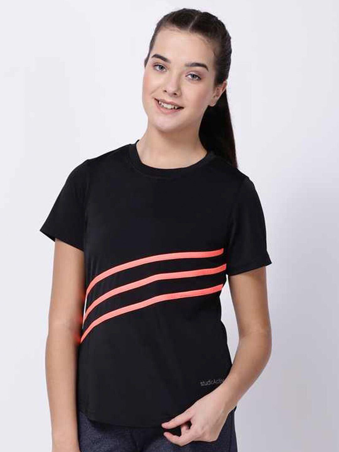 studioactiv black & orange striped print top