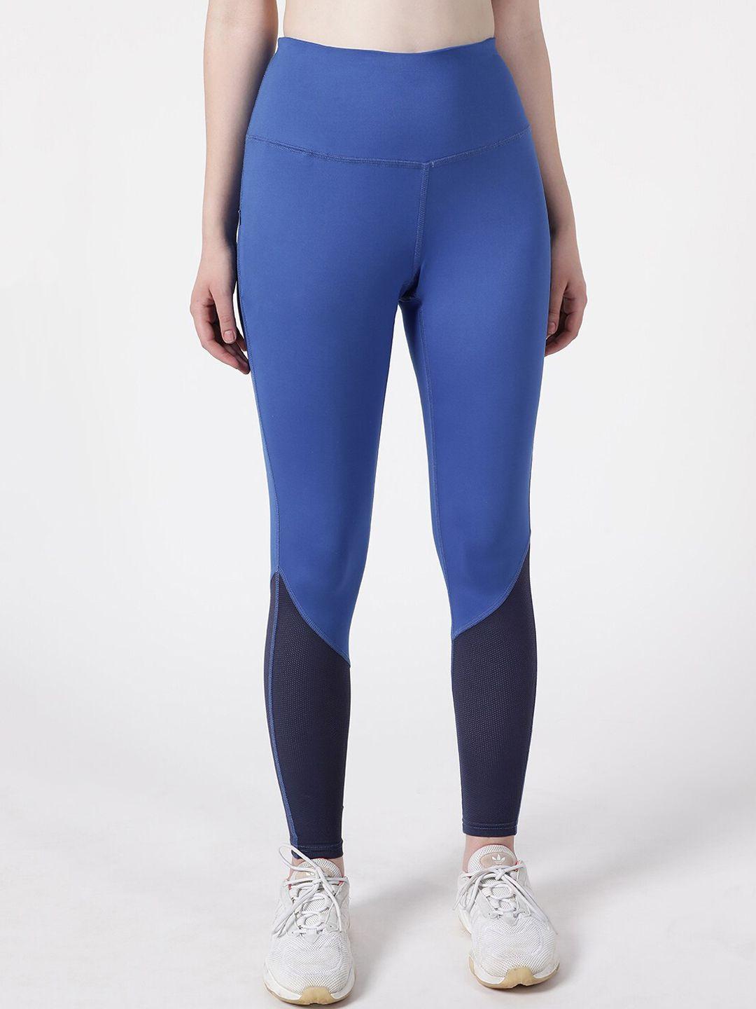 studioactiv women blue & black colourblocked training tights