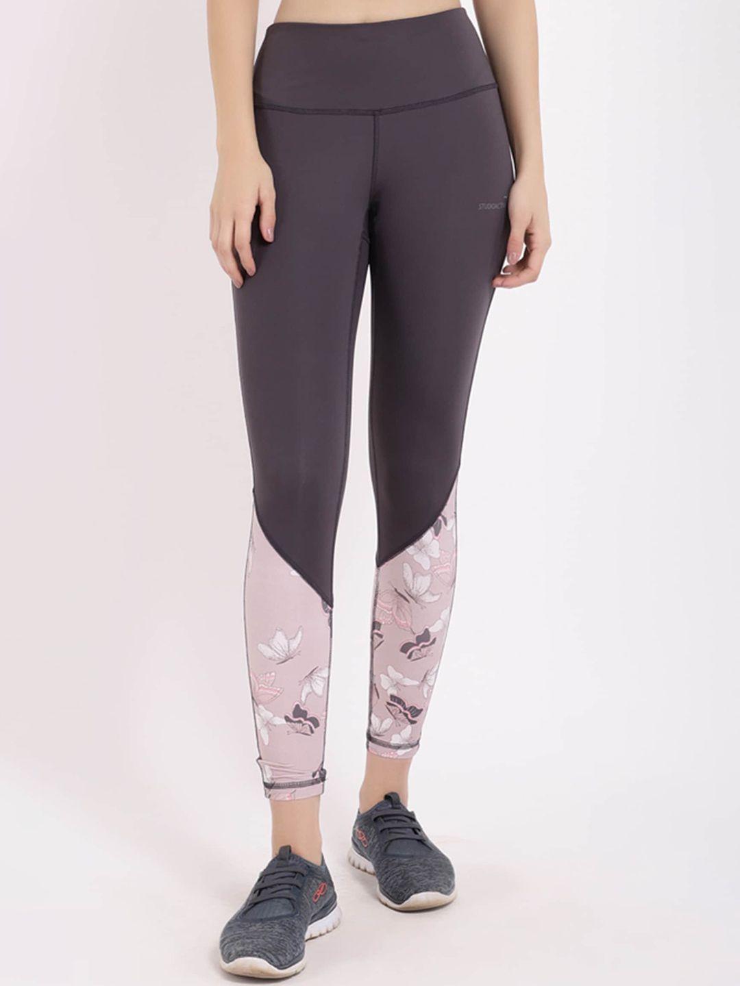 studioactiv women grey  & pink printed tights