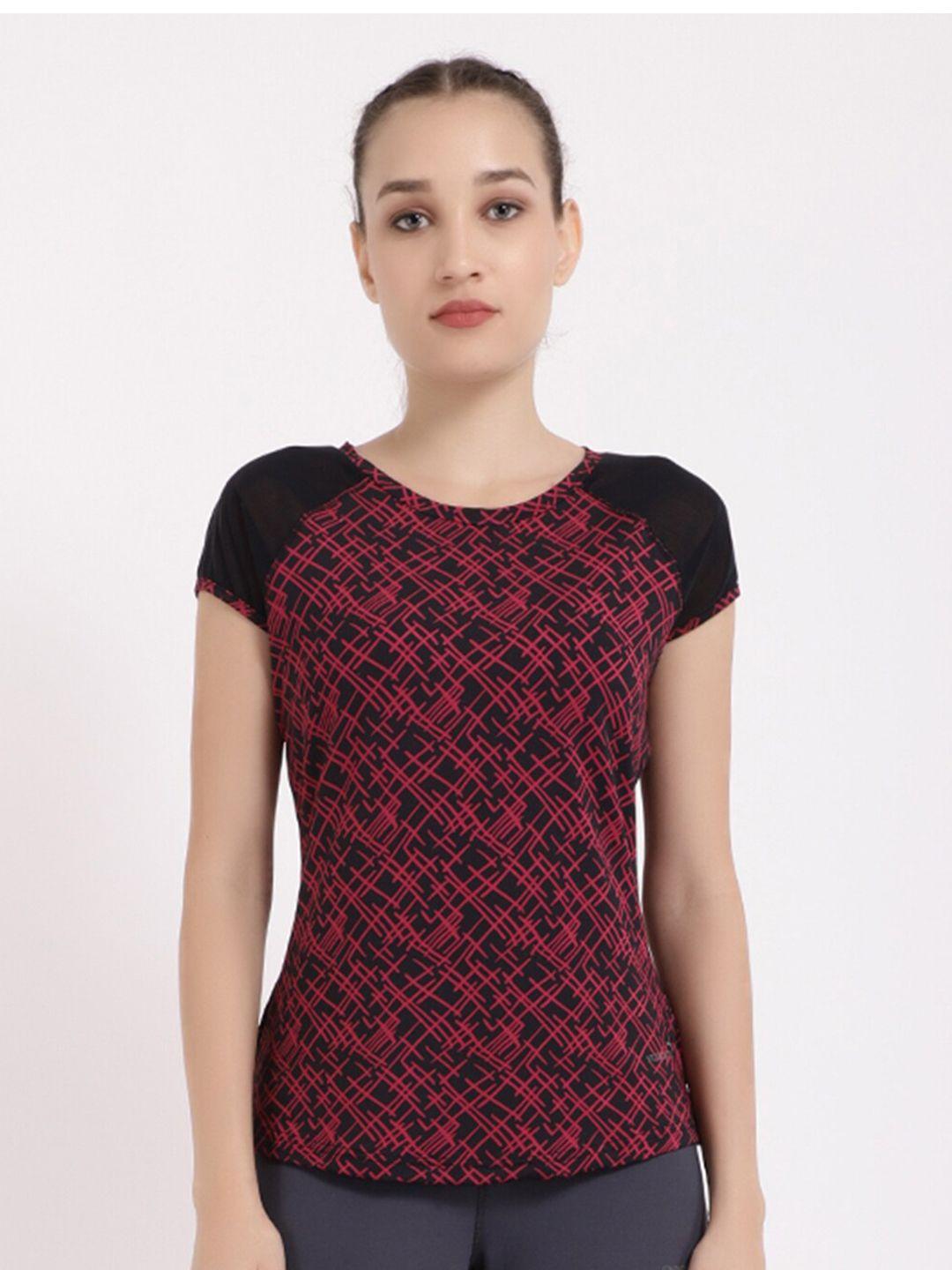 studioactiv women maroon & black printed t-shirt