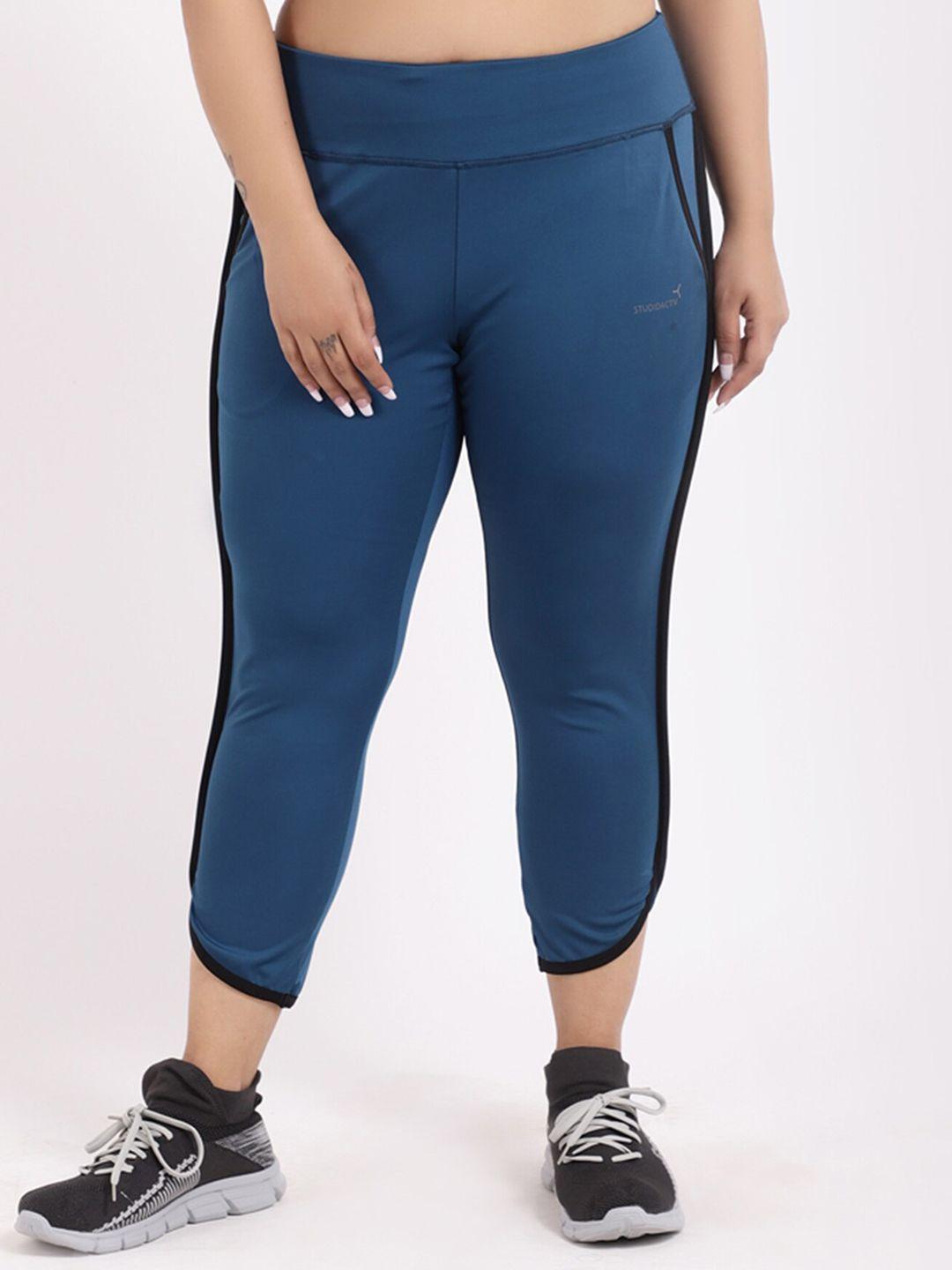 studioactiv women plus size teal blue solid track pants