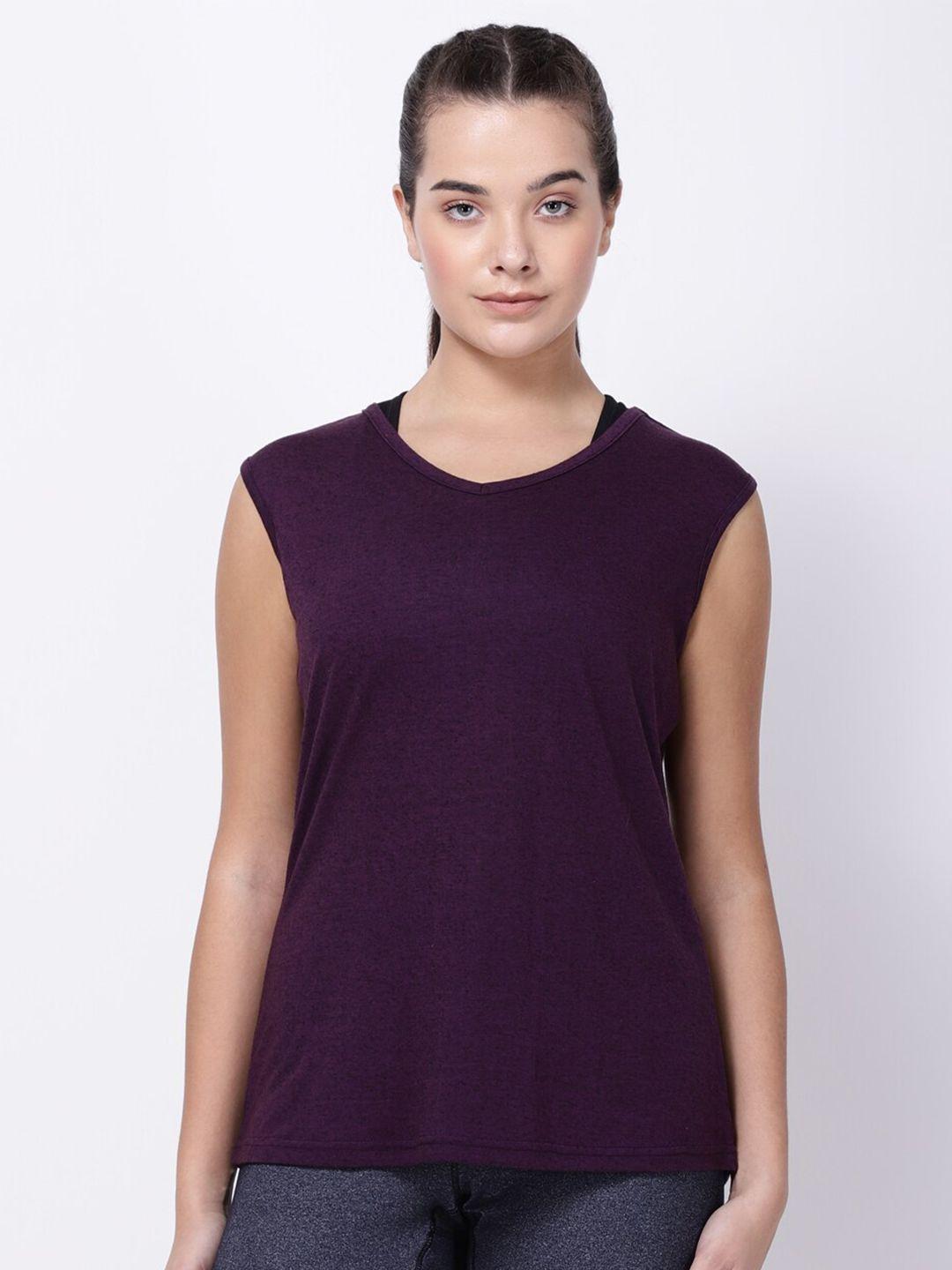 studioactiv women purple solid t-shirt