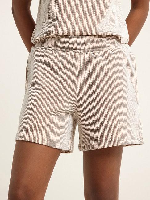 studiofit by westside brown mid rise ribbed shorts