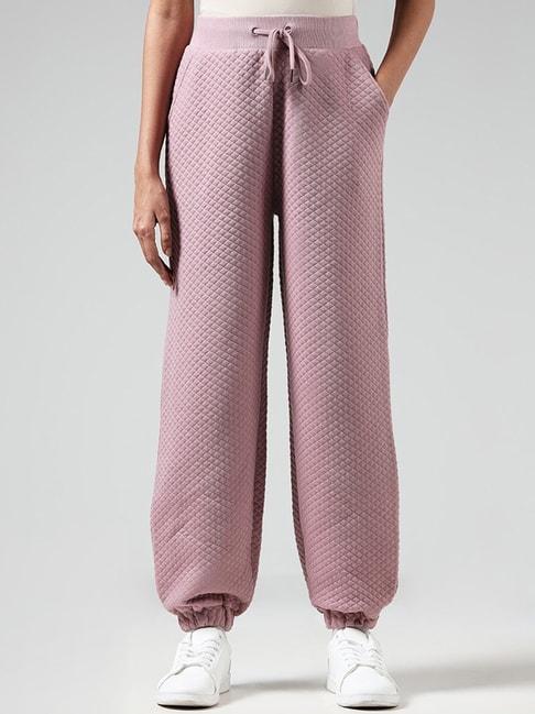 studiofit by westside pink self-textured high-waisted joggers