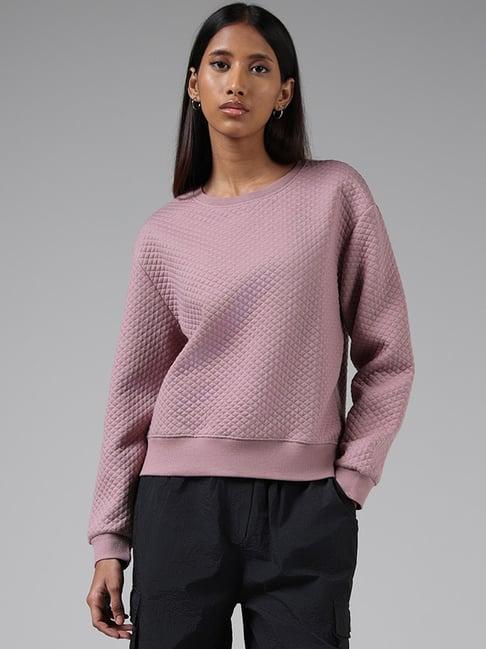 studiofit by westside pink self-textured sweatshirt