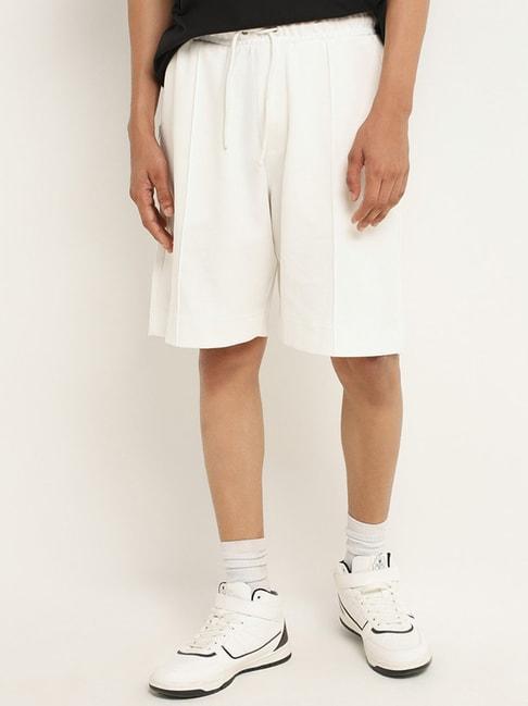 studiofit by westside plain off-white relaxed fit shorts