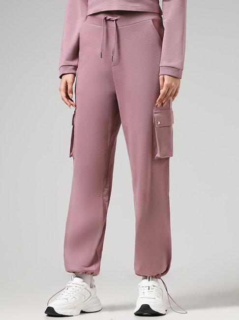 studiofit by westside solid pink track pants