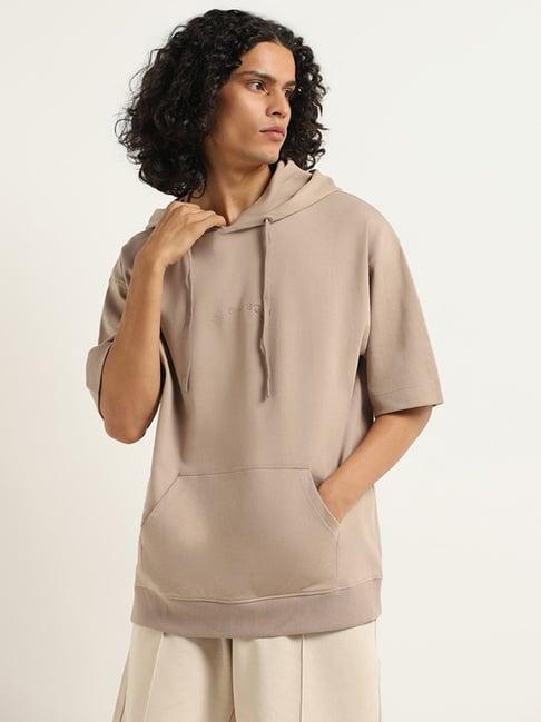studiofit by westside taupe hoodie relaxed fit t-shirt