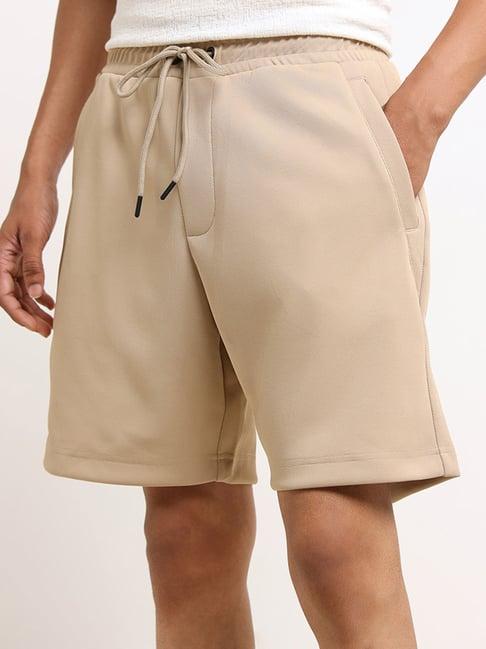 studiofit by westside beige relaxed-fit bermuda shorts