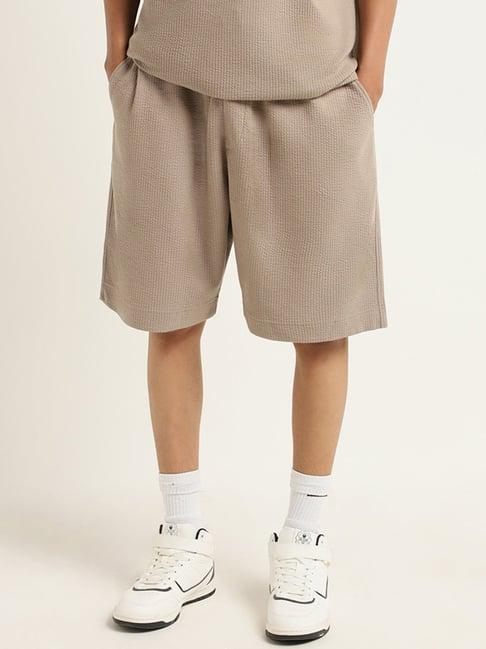 studiofit by westside beige solid relaxed fit shorts