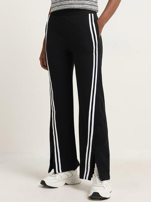 studiofit by westside black contrast high-rise cotton blend track pants