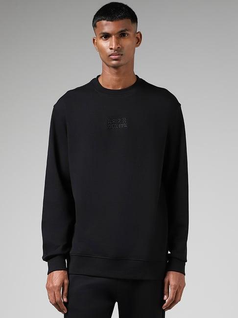 studiofit by westside black embroidered relaxed fit sweatshirt