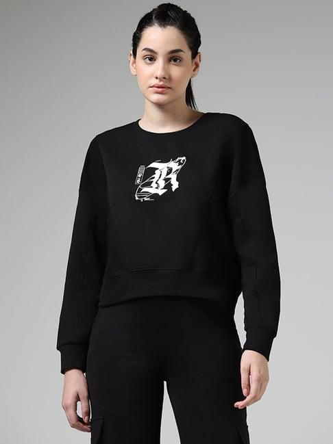 studiofit by westside black graphic printed sweatshirt