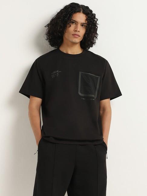 studiofit by westside black printed relaxed fit t-shirt
