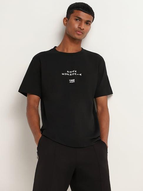 studiofit by westside black printed relaxed-fit t-shirt