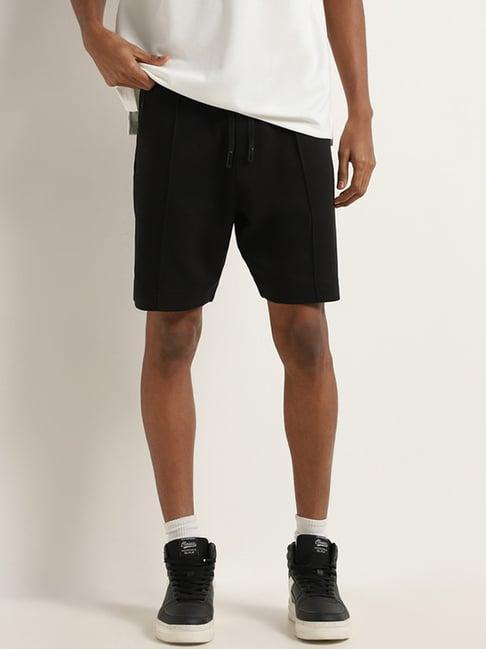 studiofit by westside black relaxed fit mid rise shorts