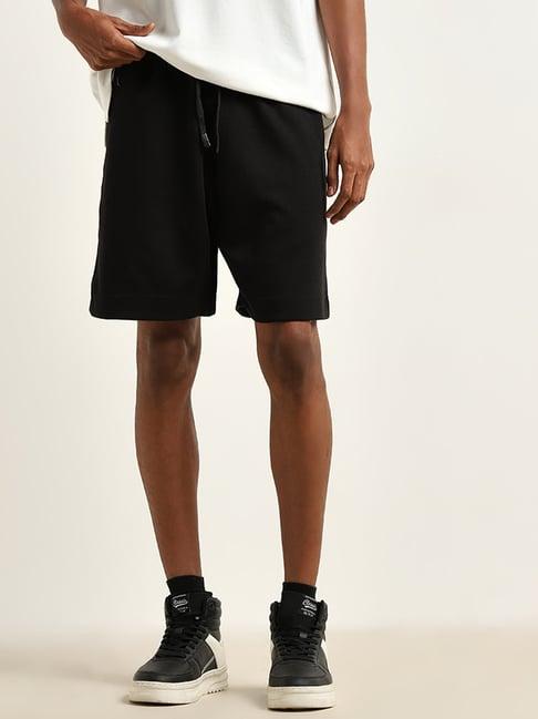 studiofit by westside black relaxed-fit mid-rise shorts