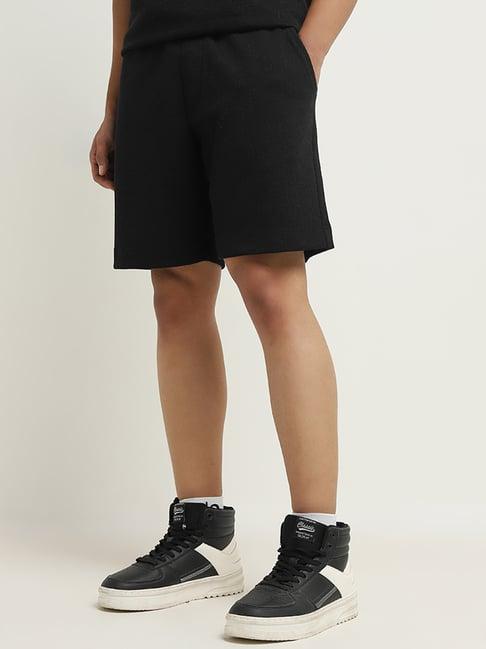 studiofit by westside black relaxed-fit mid-rise shorts