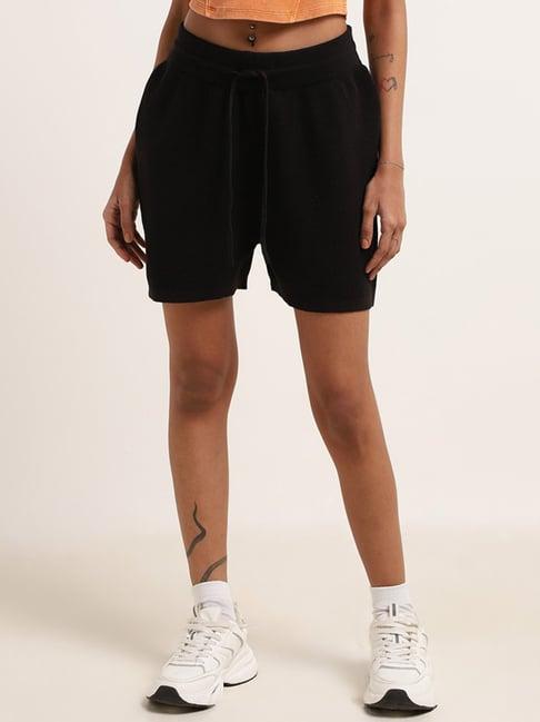 studiofit by westside black solid athletic shorts