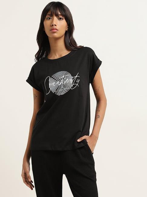 studiofit by westside black text printed t-shirt