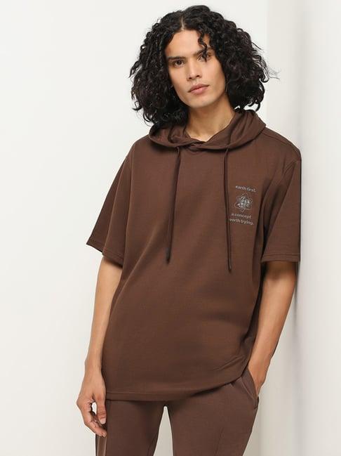 studiofit by westside brown hoodie relaxed fit t-shirt