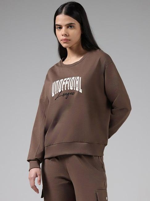 studiofit by westside brown typographic sweatshirt