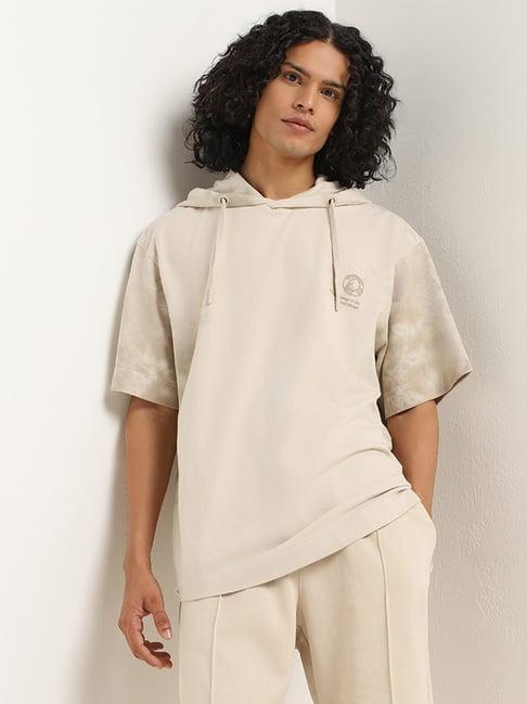 studiofit by westside cream hoodie relaxed fit t-shirt