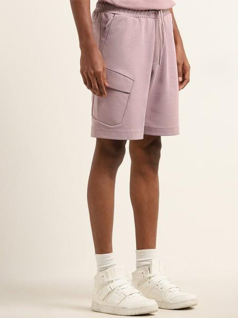 studiofit by westside dusty pink relaxed fit mid-rise shorts