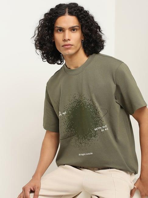 studiofit by westside green printed relaxed fit t-shirt
