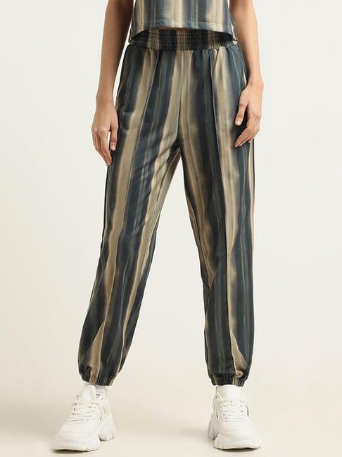 studiofit by westside green striped track pants