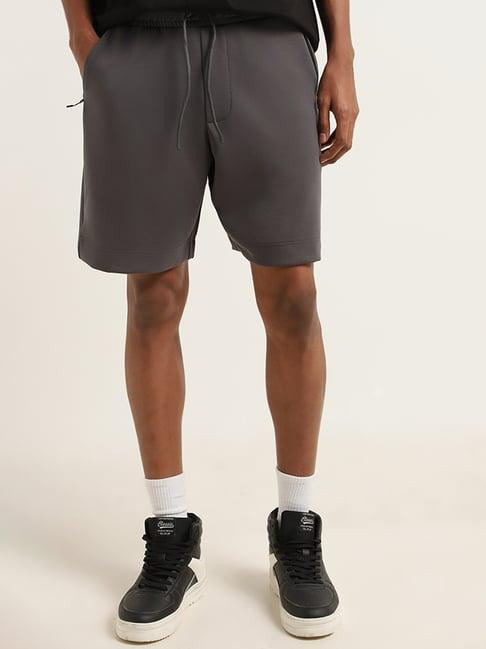 studiofit by westside grey relaxed fit bermuda shorts