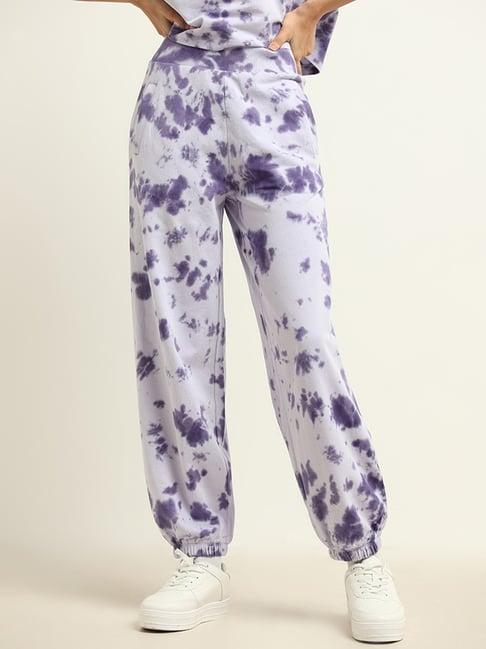 studiofit by westside lavender tie-dye joggers