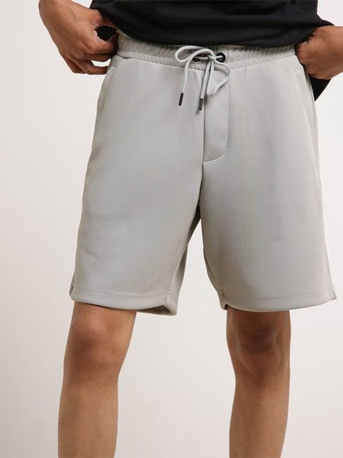 studiofit by westside light grey relaxed fit bermuda shorts