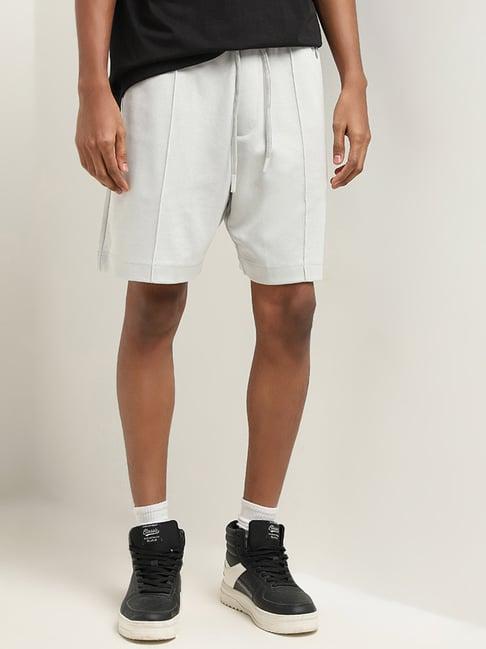 studiofit by westside light grey relaxed fit mid rise shorts