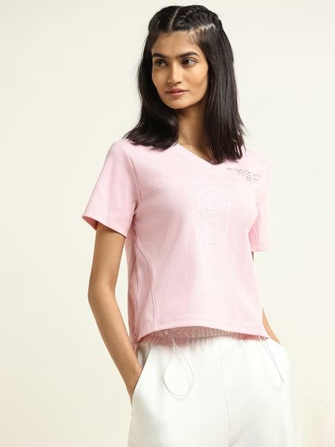 studiofit by westside light pink printed t-shirt