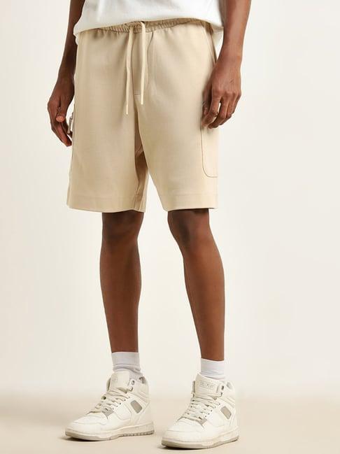 studiofit by westside light taupe relaxed-fit mid-rise shorts