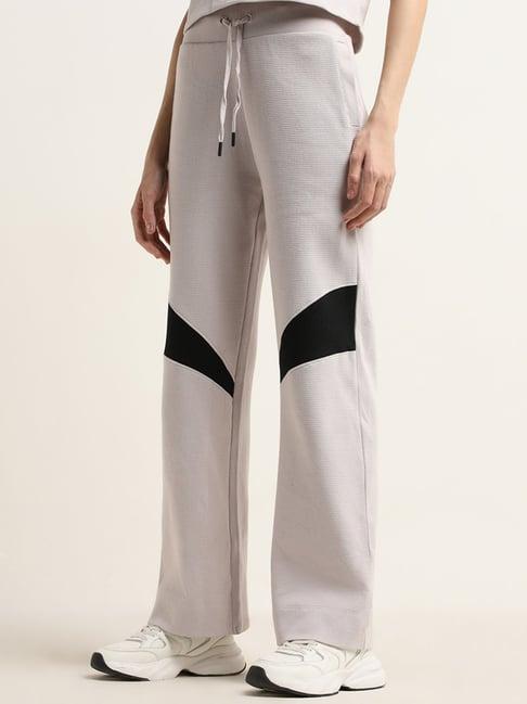 studiofit by westside lilac color-blocked high-rise cotton track pants