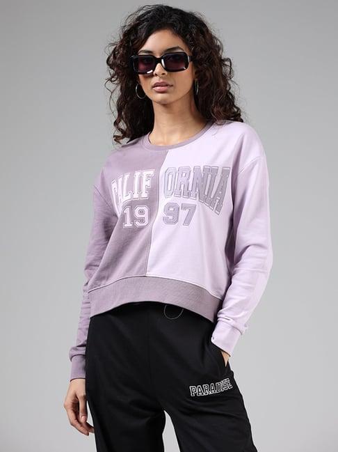 studiofit by westside mauve colour-blocked printed t-shirt